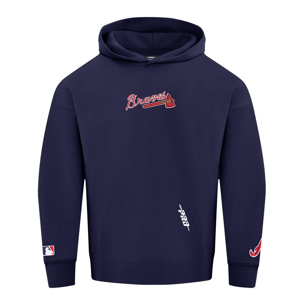 Pro Standard Men's Atlanta Braves Wingspan Drop Shoulder Fleece Pullover Hoodie - NAVY